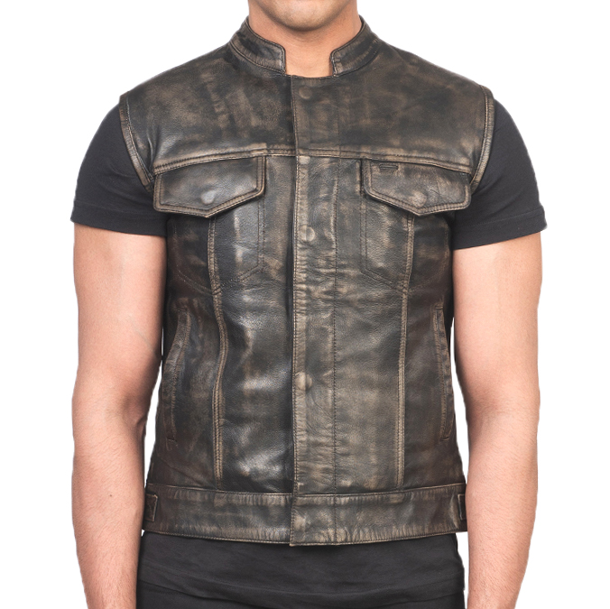 Men Motorbike Leather Vests